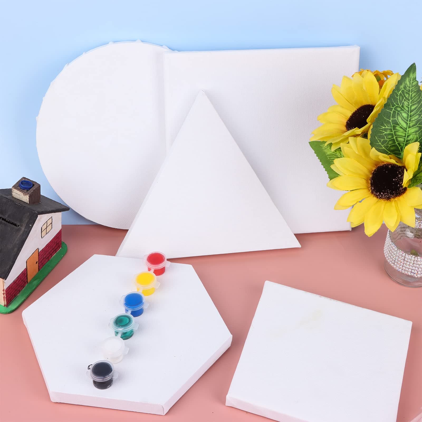 Canvas Combo (8 Round, 8 Hexagon, 6 Triangle, 8x8, 6x6 inch & 6 Tempera colour)