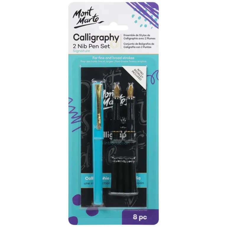 Mont Marte Calligraphy 2 Nib Pen Set 8pc