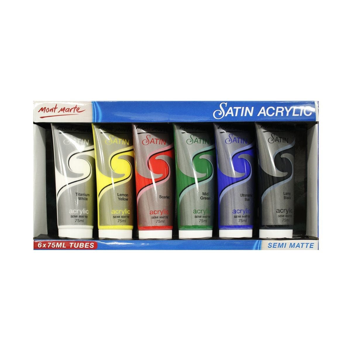Mont Marte Satin Acrylic Primary Set 6 x 75ml