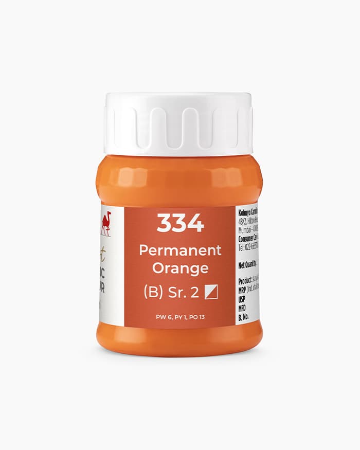 Camel Artist Acrylic Colours Individual jar of Permanent Orange Sr 2 in 500 ml