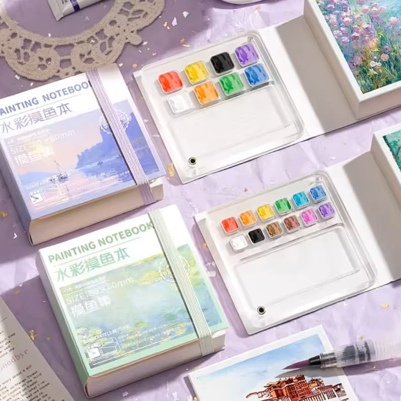 Mini Travel Friendly Notebook With Palette 12 Grade